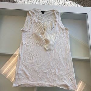 White Ann Taylor tank top with frill detail